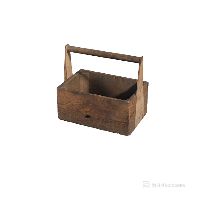 Vintage Handcrafted Wooden Box With Handle For Storage And Decor 3d model 