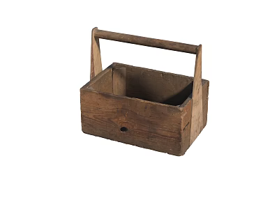 Vintage Handcrafted Wooden Box With Handle For Storage And Decor 3d model