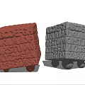Cube Shaped Children's Chair With Letters Numbers And Ball Wheels In Red And Dark Gray