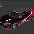 Audi Sport Sports Car With Black Red Stripe Design And Aerodynamic Body