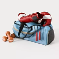 Essential Sports Equipment Including Red Boxing Gloves Blue Gym Bag Jump Ropes And Orange Dumbbells