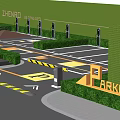 Eco friendly Parking Lot With Green Landscaping Entry Gate And Accessible Parking
