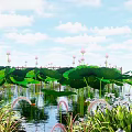Serene Garden Water Feature With Koi Fish Floating Lotus Leaves And Flowers