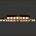 Long Residential Building Featuring Red Roof Yellow Walls And White Windows