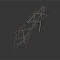 Rusted Metal Agricultural Equipment Structure With Worn Frames And Wooden Planks