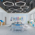 Modern Classroom Children's Safety Education Classroom Smart Interactive Classroom Building Blocks Domino Classroom Carpentry Classroom 3d model