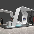 Industrial Equipment Exhibition Booth Featuring Modern Design Digital Screens And Seating