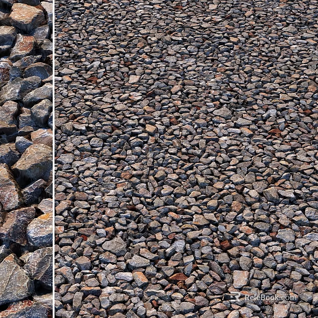 Construction Components Featuring Crushed Stones And Small Rock Aggregates For Building Foundation Surface 3d model