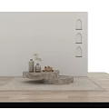 Natural Stone Tiered Coffee Table With Vases Walnut Bowl And Dried Flowers In Minimalist Interior