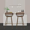 Modern Bar Chair Combination Bar Chair Bar Counter Combination 3d model