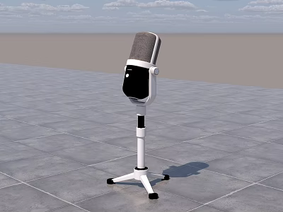 Modern Studio Microphone With White Tripod Stand And Black Base Design 3d model