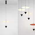 Modern Pendant Lights With Circular Red White Shades And Black Metal Frames For Interior 3d model