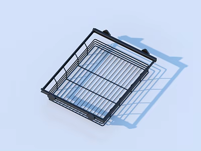 Sturdy Black Metal Wire Storage Basket With Side Handles For Home Organizing 3d model