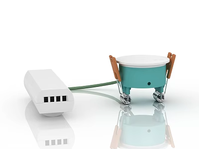 Smart Machine With Blue Green Body White Top Wooden Handles Wheels And Connected Controller 3d model