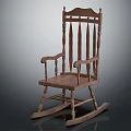 Traditional Wooden Rocking Chair With Classic Backrest Armrests And Smooth Rocking Base