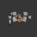 3D Cartoon Robot Character With Silver Metallic Body And Big Red Eyes Design