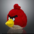 Red Angry Bird Plush Toy With Yellow Beak And Black Eyebrows