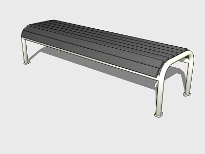 Modern Landscape Bench With Metal Frame And Black Slatted Seat 3d model