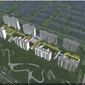 Aerial Planning of Modern Residential Community With Buildings Green Areas And Road Layout