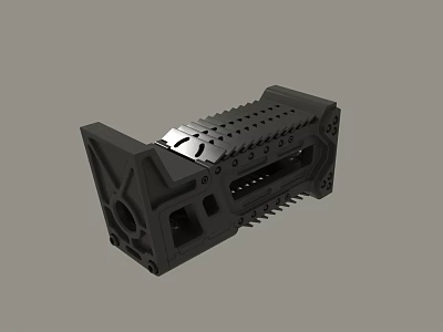 Black Industrial Mechanical Part With Multiple Holes And Heat Sink Structure 3d model