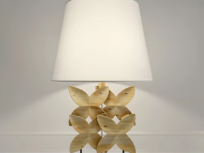 Modern Table Lamp With Wooden Butterfly Shaped Base And White Fabric Shade 3d model