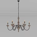 Rustic Chandelier With Wooden Frame Black Metal Arms And Six Candle Style Bulbs