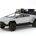 White Off Road Car With Roof Rack Lights Large Tires And Futuristic Front Design