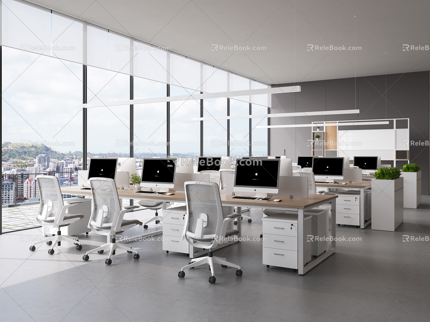 Public Office Open Office Office Chair Combination Desk Small 3d model