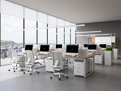 Public Office Open Office Chair Combination Desk Small 3d model