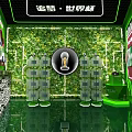 Green Ox Display Cabinet With Plant Wall Light Bulb Icon And Vertical Growing Shelves