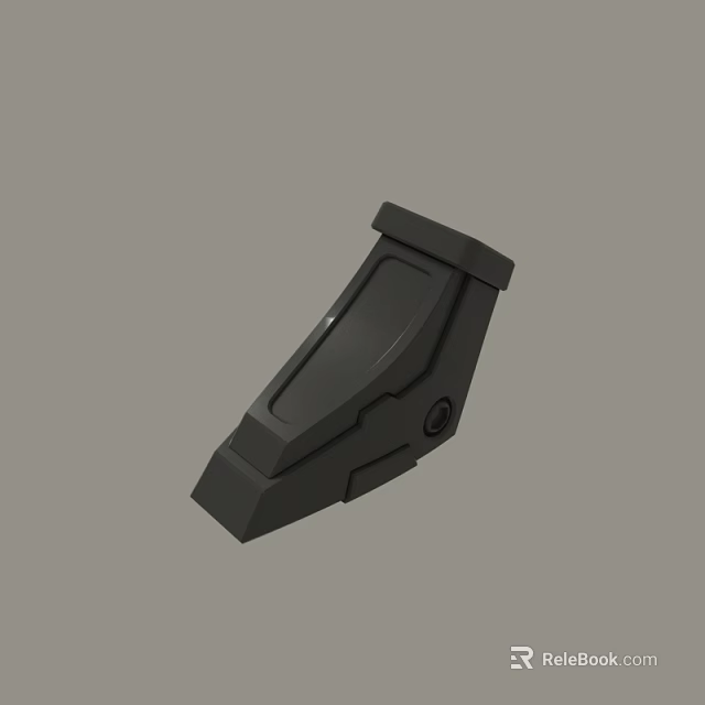Black Modern Mechanical Part With Geometric Design Angular Structure And Fastener 3d model 