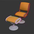 Modern Yellow Upholstered Leisure Chair With White Frame And Matching Ottoman
