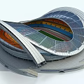 Modern Sports Stadium With Running Track Green Field And Architectural Design 3d model