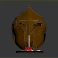 Detailed Bronze Spartan Helmet Carving Sculpture On Black Display Base