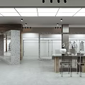 Modern Clothing Store Interior With Concrete Counter Metal Walls And Clothing Racks