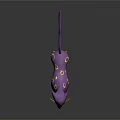 Game And Movie Fantasy Character With Purple Yellow Body Long Curved Tail And Pointed Ears