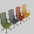 Multi Colored Office Chair With Mesh Back Adjustable Height And Wheeled Base 3d model