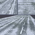 Cracked Road Surface With White Lane Stripes And Weathered Asphalt Texture