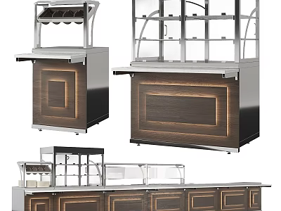 Modern Retail Display Shelves with Metal Frame Wood Panels Glass Display and Store Countertop Showcase 3d model