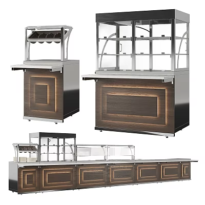 Modern Retail Display Shelves with Metal Frame Wood Panels Glass Display and Store Countertop Showcase 3d model