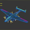 Military Aircraft Weapon Model With Green Body Red Round Insignia Four Propellers And Twin Tail