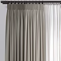 Elegant Light Colored Curtains Draped Over Window In Modern Room Interior 3d model