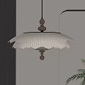 Modern Minimalist Pendant Light With White Pleated Fabric Shade And Wooden Accents