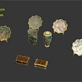 Decorative Ornament Set With Various Shapes Colors And Textured Home Decor Pieces