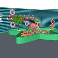 Kids Play Area With Star Shaped Ball Pit Colorful Balls Slide Pink Elephant Palm Tree