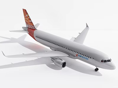 Modern Lucky Air Passenger Jet With Red Tail And White Body Design 3d model