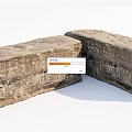 Two Natural Stone Wood Blocks with Rough Surface Texture and Solid Structure