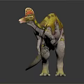 Dinosaur 3D Model Standing With Colorful Head Crest Yellow Green Purple Body