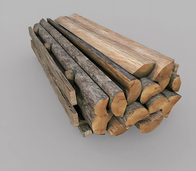 Stacked Natural Wood Logs With Rustic Texture For Firewood Supply 3d model