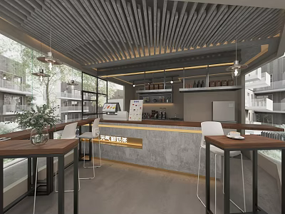Industrial Style Milk Tea Shop 3d model